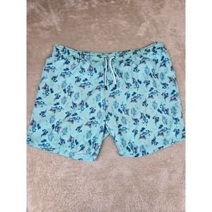 Ocean Coast Big & Tall Mens 2XLT Swim Trunks Tropical Palm Hibiscus Aqua Blue